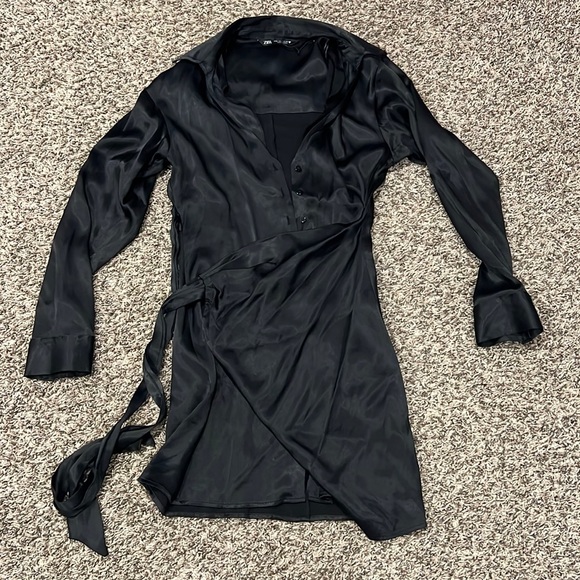 Zara Dresses Satin Zara Wrap Dress Poshmark
